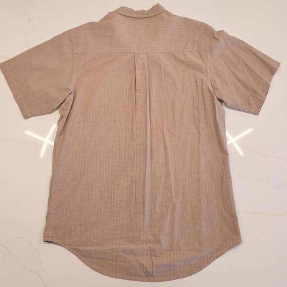 Club Room Sz M Men's Short Sleeve Button Down Shirt Brown Casual Cotton Stripes - Picture 8 of 10